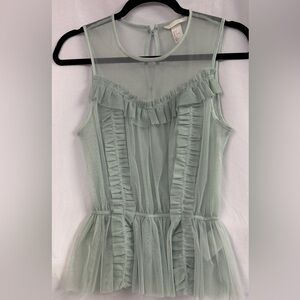 H&M Light Green Ruffled Blouse